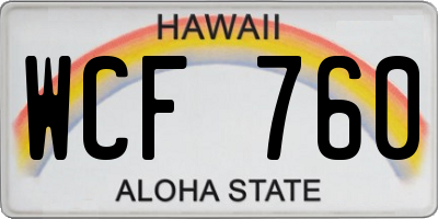 HI license plate WCF760
