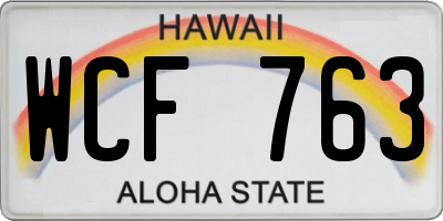 HI license plate WCF763
