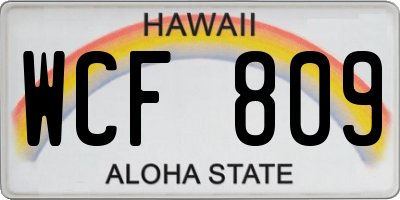 HI license plate WCF809