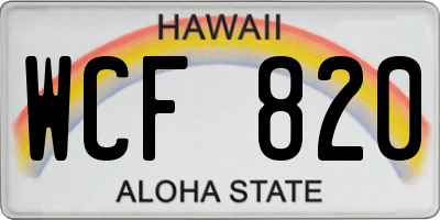 HI license plate WCF820