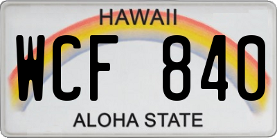 HI license plate WCF840