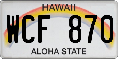 HI license plate WCF870