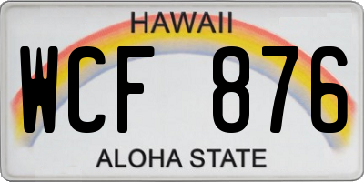 HI license plate WCF876