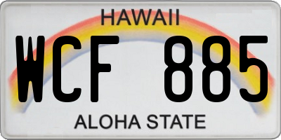 HI license plate WCF885