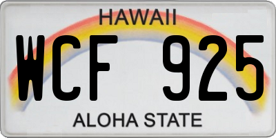 HI license plate WCF925