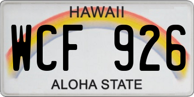 HI license plate WCF926