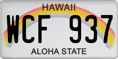 HI license plate WCF937