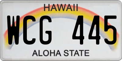 HI license plate WCG445