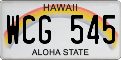 HI license plate WCG545