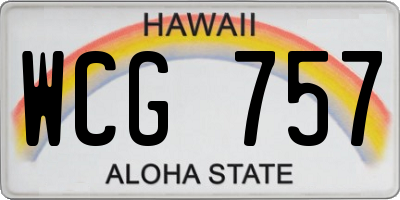 HI license plate WCG757