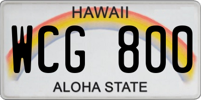 HI license plate WCG800