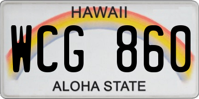 HI license plate WCG860