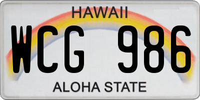 HI license plate WCG986