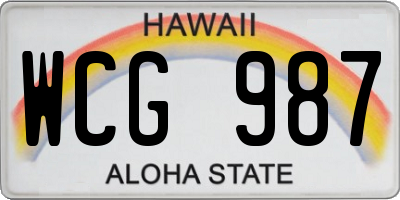 HI license plate WCG987