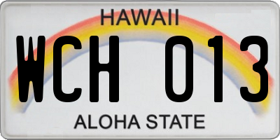 HI license plate WCH013