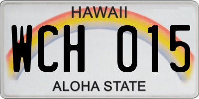 HI license plate WCH015
