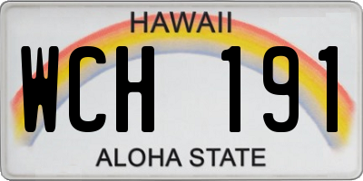 HI license plate WCH191