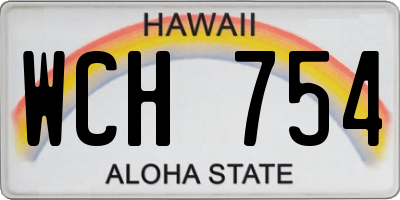 HI license plate WCH754