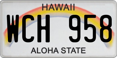 HI license plate WCH958