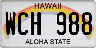 HI license plate WCH988