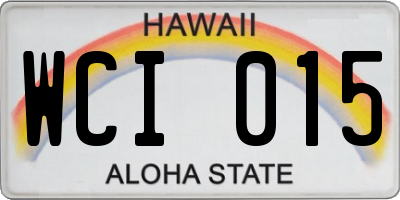 HI license plate WCI015