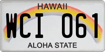 HI license plate WCI061