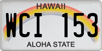 HI license plate WCI153