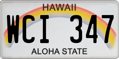 HI license plate WCI347