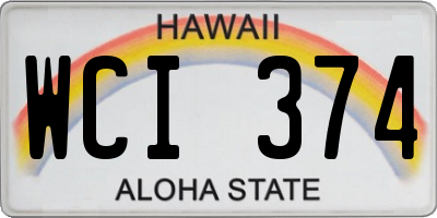 HI license plate WCI374