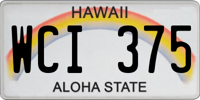 HI license plate WCI375