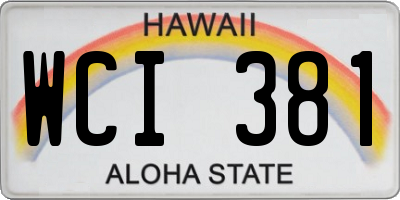 HI license plate WCI381