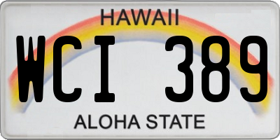 HI license plate WCI389