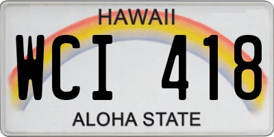 HI license plate WCI418