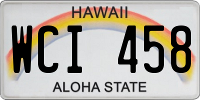 HI license plate WCI458