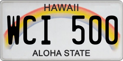 HI license plate WCI500