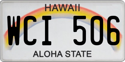 HI license plate WCI506