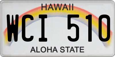 HI license plate WCI510