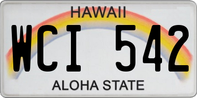 HI license plate WCI542