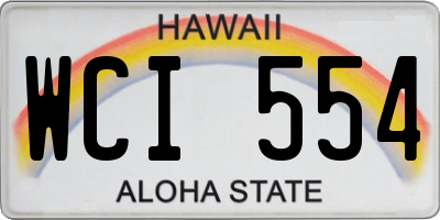 HI license plate WCI554