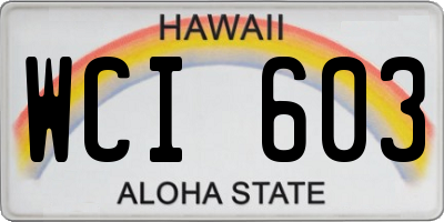 HI license plate WCI603