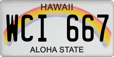 HI license plate WCI667