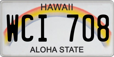 HI license plate WCI708