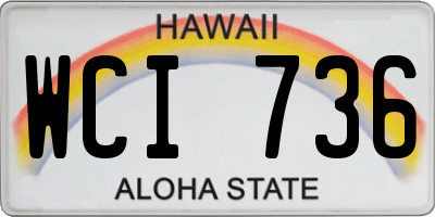 HI license plate WCI736