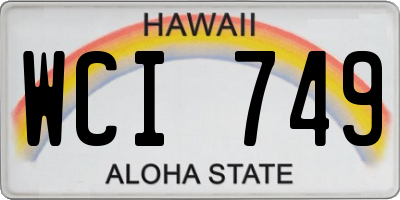 HI license plate WCI749