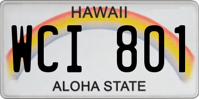 HI license plate WCI801