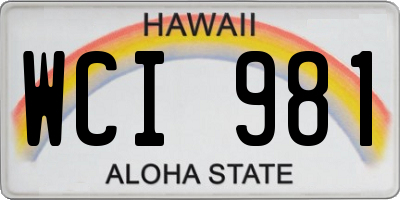 HI license plate WCI981