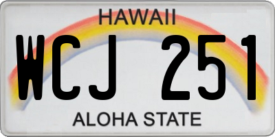 HI license plate WCJ251