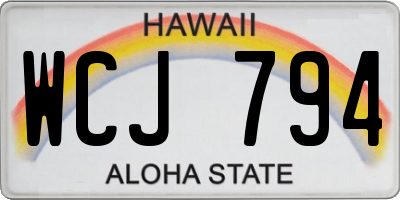 HI license plate WCJ794