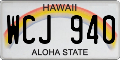 HI license plate WCJ940