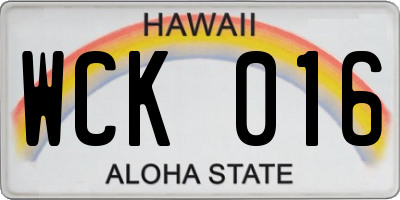HI license plate WCK016